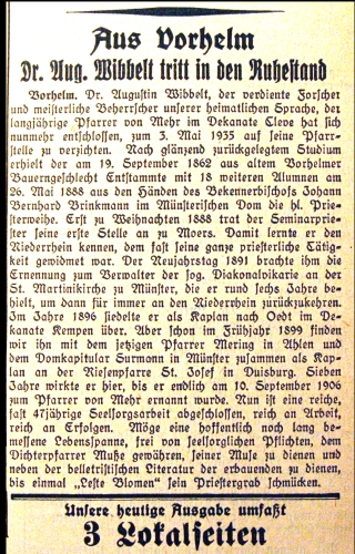 Ein Zeitungsartikel aus der AV von 1935